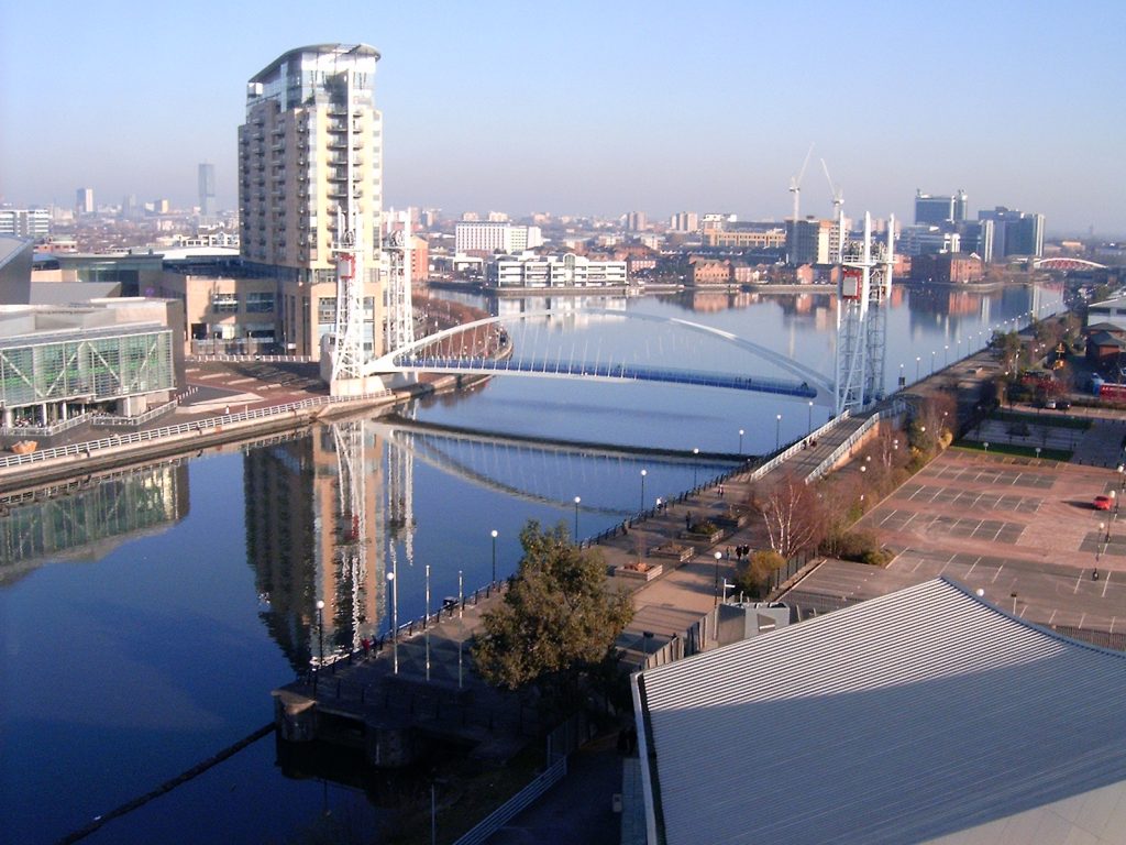An image of the Salford Quays, an area of North West England covered by Mark Bates & Sons Ltd concrete